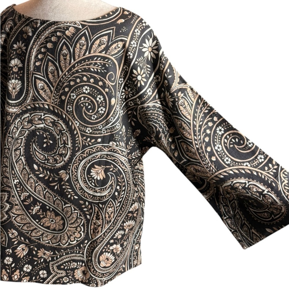 Soft Surroundings Black and Cream Paisley Blouse - Picture 11 of 16